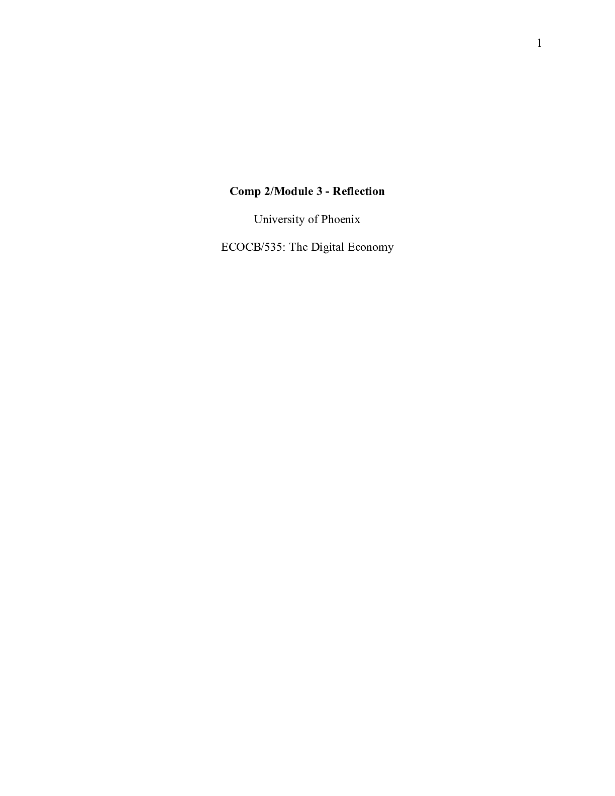 Preview image of ECOCB535_Comp2_Mod3_Reflection.doc    Comp 2/Module 3 - Reflection  University of Phoenix document